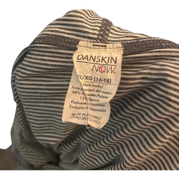 Danskin Now Striped Long Sleeve Lightweight Hoodie, Black/White, Size XL (16/18) - Picture 4 of 4